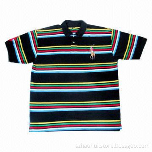 Men's Striped Yarn Dyed Polo Shirt with XS-3XL Sizes